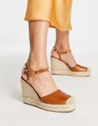 Truffle Collection Studded Strap Espadrilles In Tan-brown