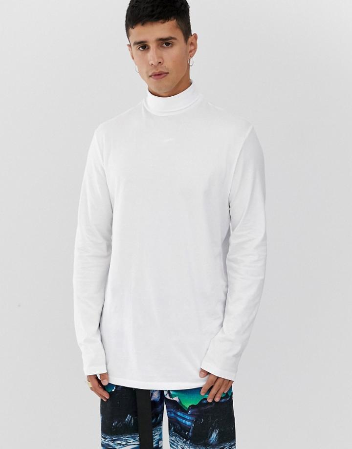 Weekday Ted Rib Turtleneck In White - Black