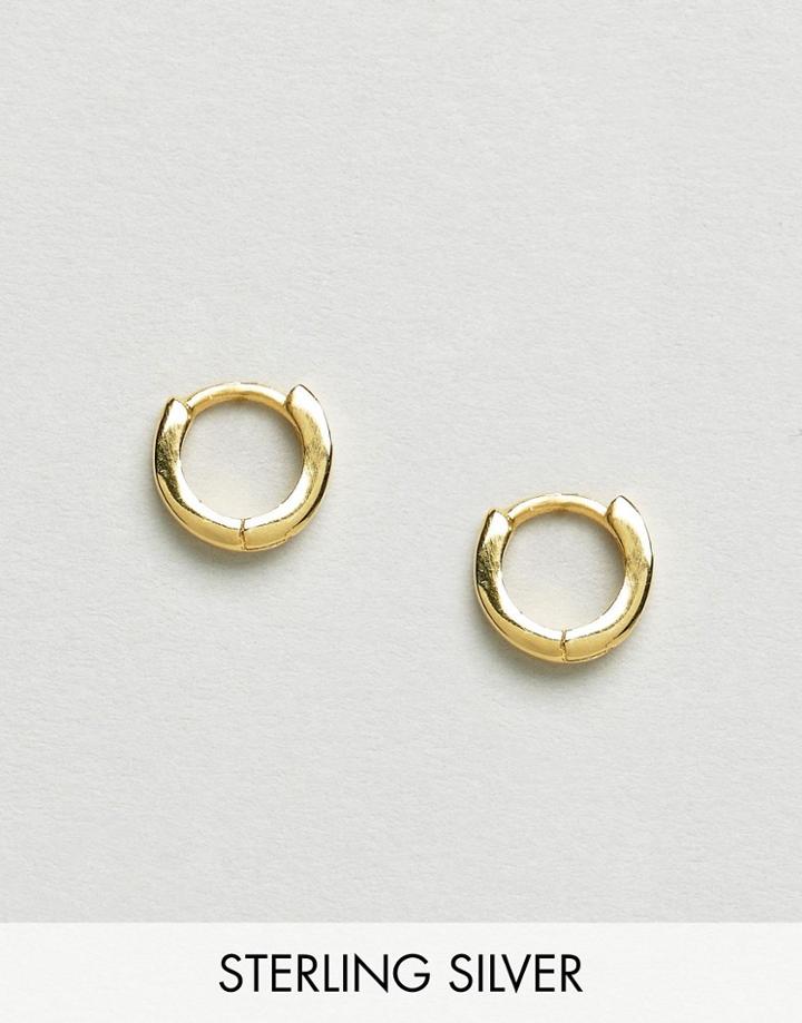 Asos Gold Plated Sterling Silver Hinged Hoop Earrings - Gold