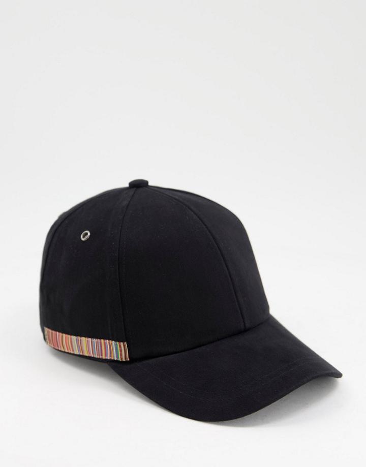 Paul Smith Classic Stripe Baseball Cap In Black