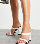 Raid Exclusive Megha Block Heeled Mules With Square Toe In Off White