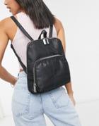 Topshop Warped Fabric Backpack In Black