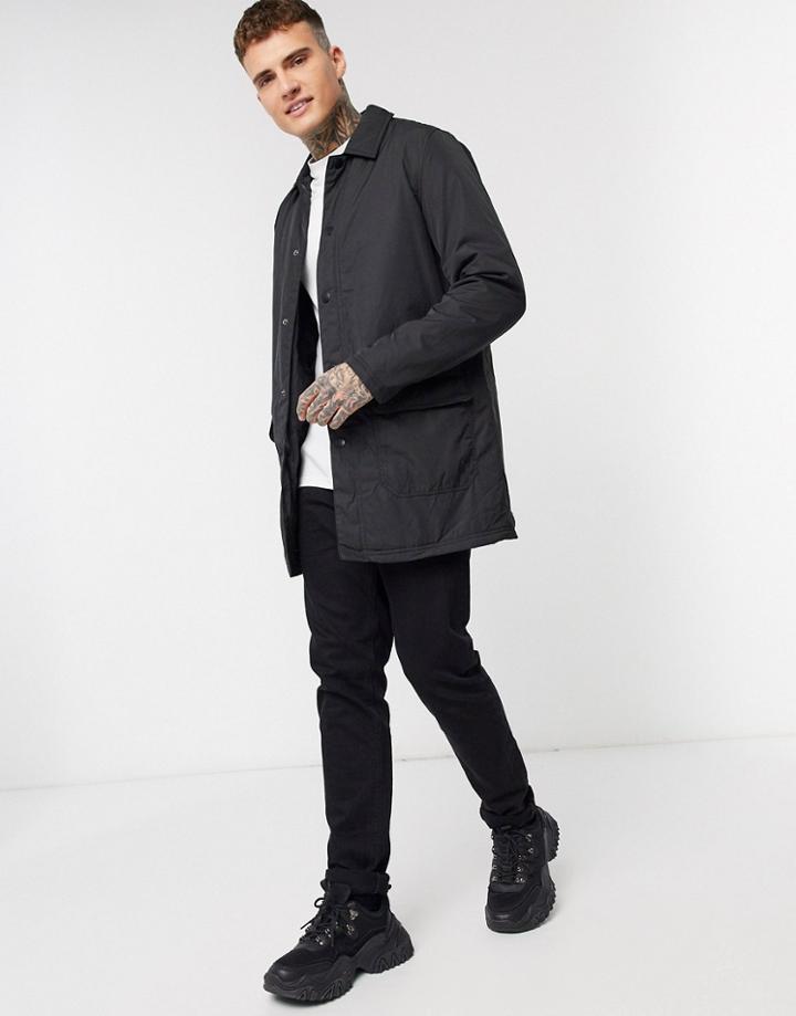 Asos Design Nylon Trench Coat In Black