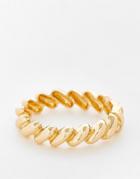 Asos Design Cuff Bracelet With Squiggle Design In Gold Tone