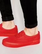 Asos Lace Up Sneakers In Red Canvas - Red