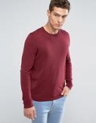 Asos Cotton Sweater In Burgundy - Red