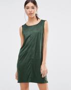 Vila Faux Suede Shift Dress In Ivy Green - Green