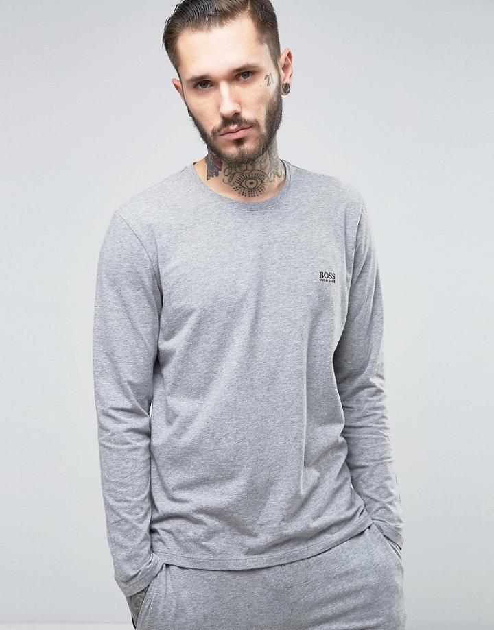 Boss By Hugo Boss Long Sleeve T-shirt In Regular Fit Grey - Gray