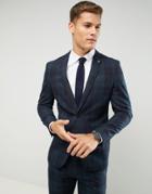 Farah Skinny Suit Jacket In Check