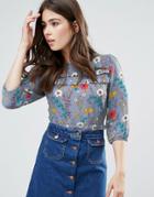 Trollied Dolly Floral Blouse - Blue