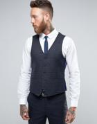 Harry Brown Slim Fit Vest In Navy Check - Navy