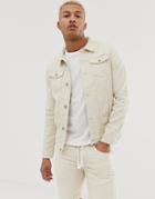 Liquor N Poker Slim Fit Denim Jacket In Ecru - Cream