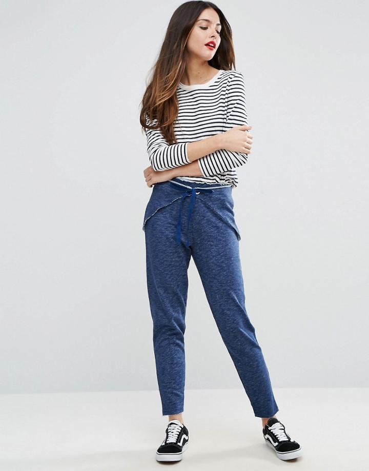 Asos Wrap Front Denim Look Peg Pants - Blue