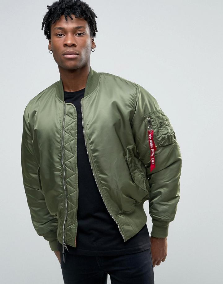 Alpha Industries Ma-1 Bomber Jacket In Oversized Fit Green - Green
