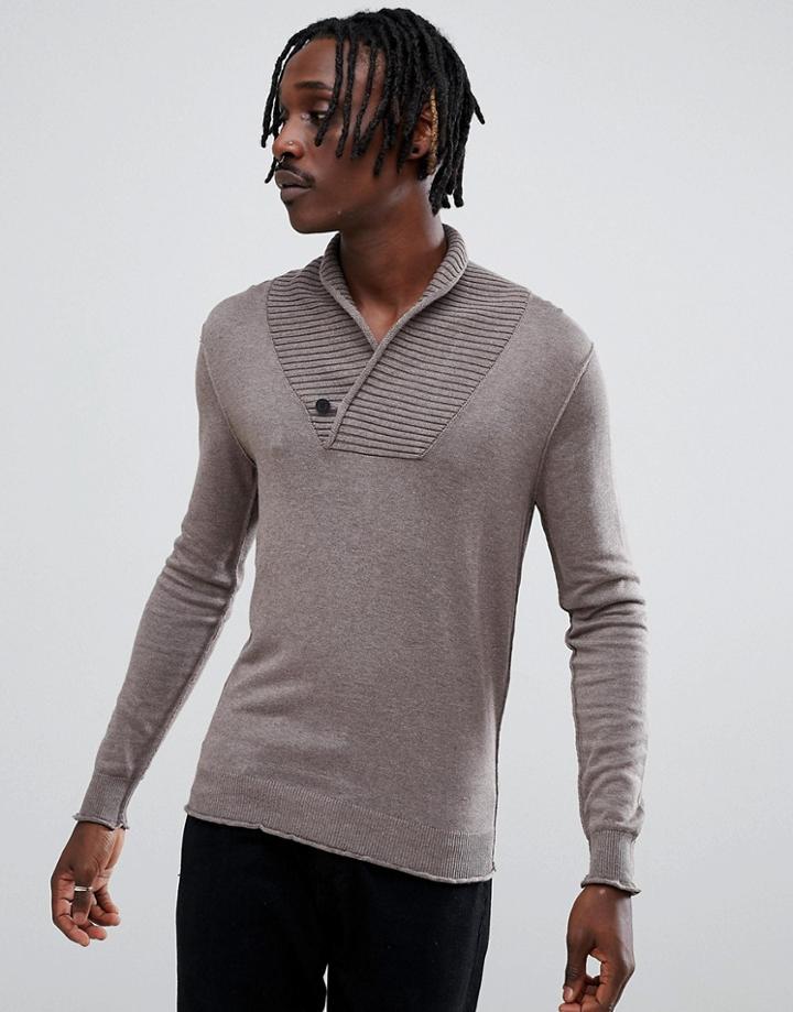 Antony Morato Shawl Neck Sweater In Beige