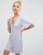 Asos Jersey Smock Playsuit - Gray