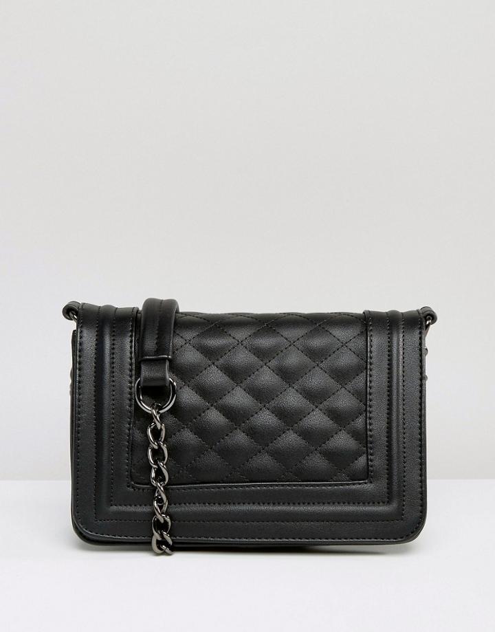 Missguided Exclusive Quilted Box Bag With Chain Handle - Black