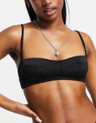 Weekday Rise Recycled Structured Bikini Top In Black