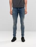 Asos Extreme Super Skinny Jeans In Blue Gray Wash - Blue Gray