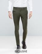 Heart & Dagger Super Skinny Suit Pants In Khaki - Green