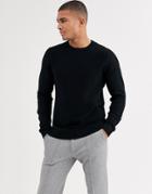 Jack & Jones Essentials Structured Knitted Sweater In Mixed Yarn-black
