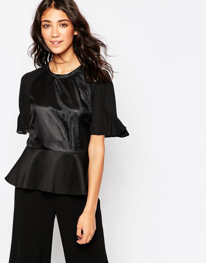 Jovonna Crush On You Top With Peplum - Black