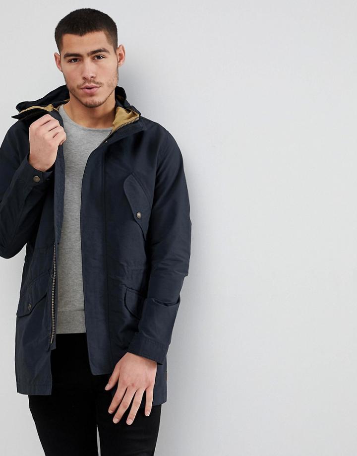 Jack & Jones Premium Lightweight Parka With Wire Hood - Navy