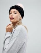 Urbancode Soft Knitted Beanie Hat With Contrast Pom Pom - Black