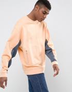 Asos Oversized Sweatshirt With Contrast Panels In Orange - Orange