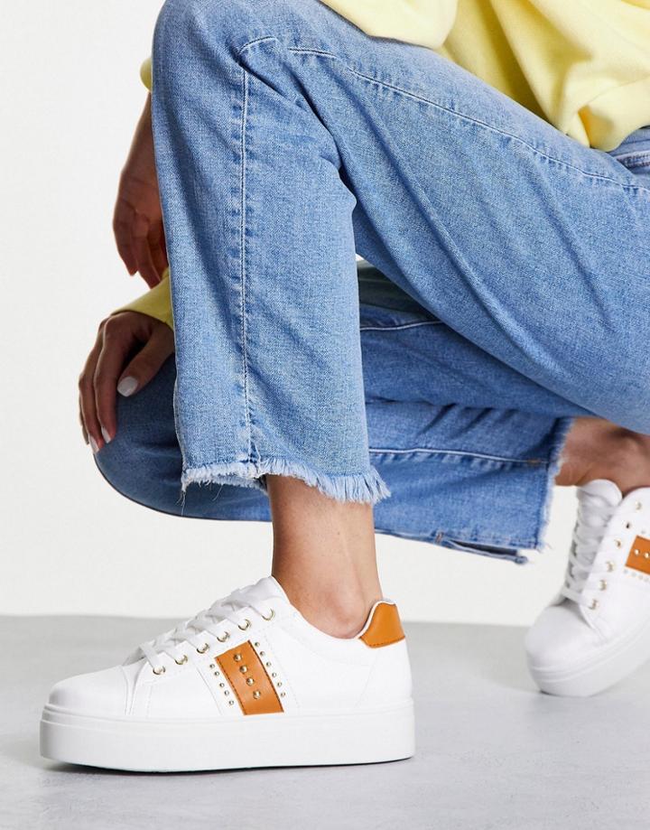 Topshop Clementine Studded Sneakers In Orange