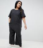 Asos Curve Minimal Jumpsuit With Dropped Crotch - Black