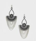 Sacred Hawk Burnished Silver Statement Drop Earrings - Silver