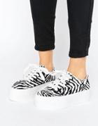Sixtyseven Flatform Zebra Laceup Sneaker - White