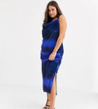 Asos Design Curve Velvet Cami Dress In Blurred Stripe-multi