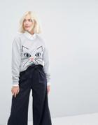 Paul & Joe Sister Sweater With Cat Embroidery - Gray