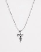 Asos Design Necklace With Gothic Ornate Sword Pendant In Silver Tone