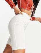 Public Desire Body-conscious Short In Ecru - Part Of A Set-white