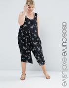 Asos Curve Minimal Jumpsuit In 90's Ditsy Floral Print - Multi