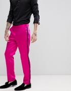 Asos Design Skinny Tuxedo Suit Pants In High Shine Pink - Pink