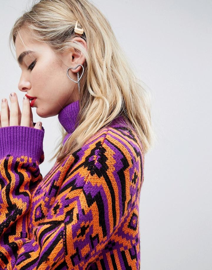 Asos Design Sweater In Retro Pattern - Multi