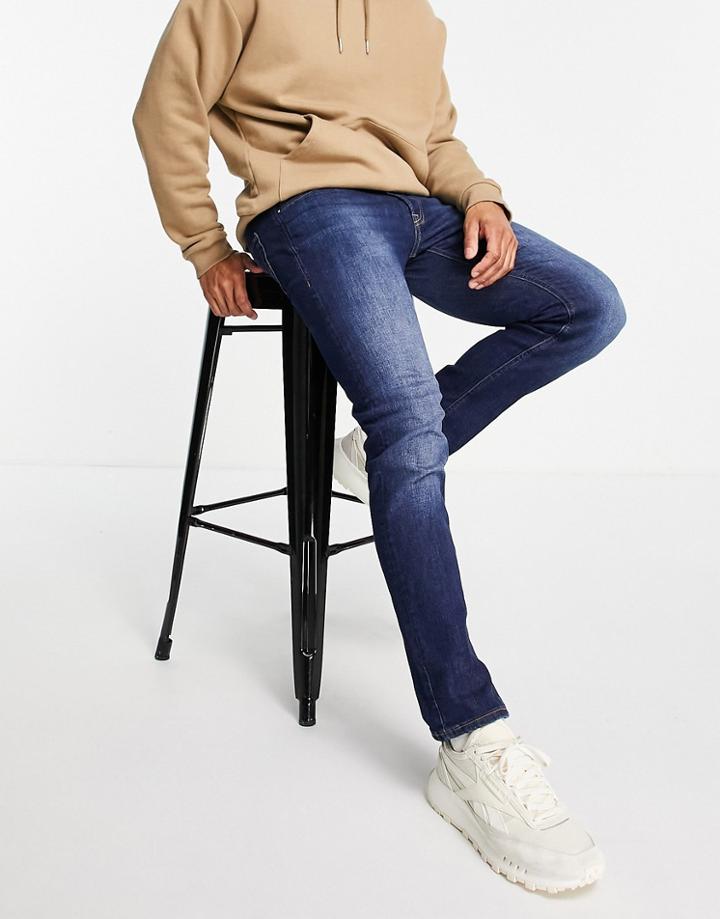 Jack & Jones Intelligence Glenn Slim Fit Jeans In Midwash Blue-blues