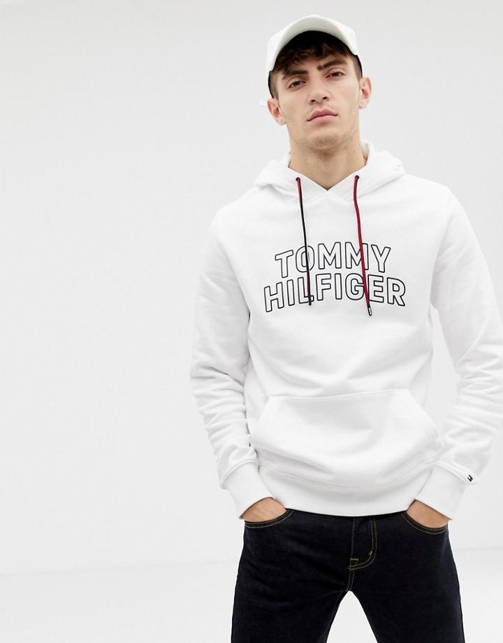 Tommy Hilfiger Chest Logo Hoodie - White
