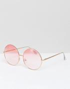Skinnydip Round Pink Lens Sunglasses - Pink