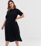 Asos Design Curve Super Oversize Midi Swing T-shirt Dress - Black