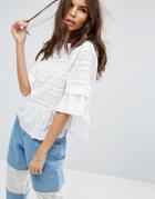Asos Broderie Top With Peplum - White
