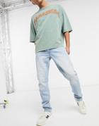 Asos Design Slim Jeans In Vintage Bleach-blues