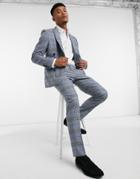 Twisted Tailor Skinny Suit Pants In Blue Check-blues