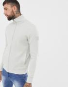 Boss Zelda Zip Through Sleeve Logo Sweat In Stone - Stone