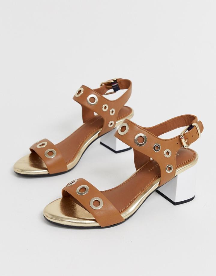 Tommy Hilfiger Mid Block Heeled Sandals - Brown