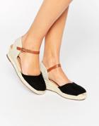 Miss Kg Lea Espadrille Wedges - Black Suedette